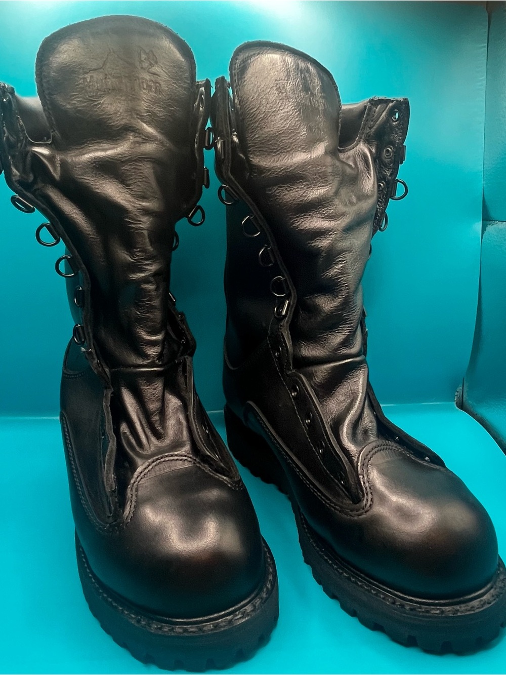 Men's Black Leather Tactical Lace-Up Boots